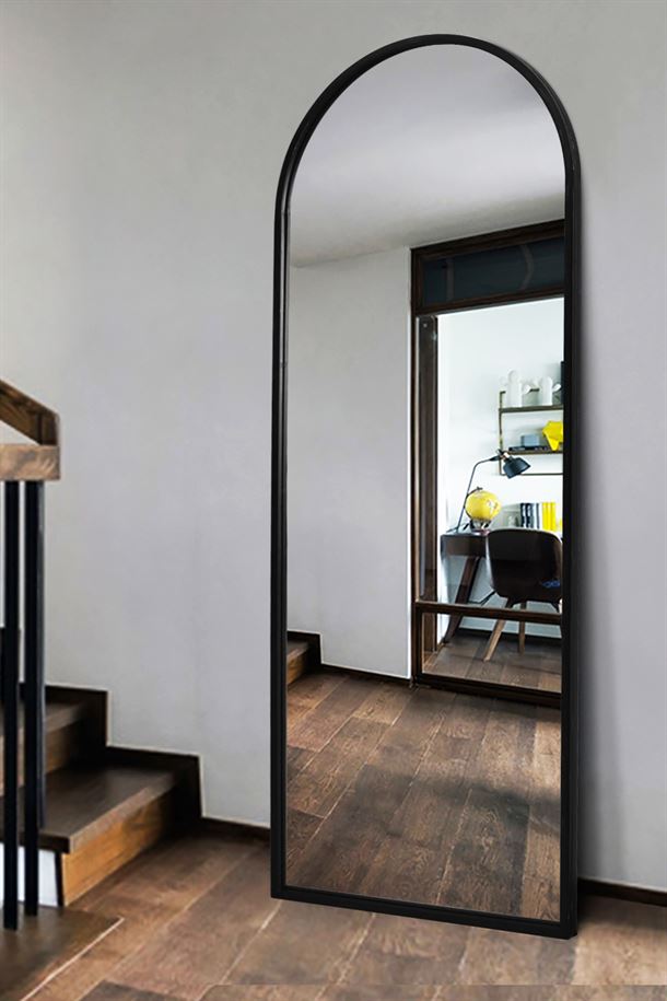 Spejl med antik sort ramme  i jern 185x70 cm